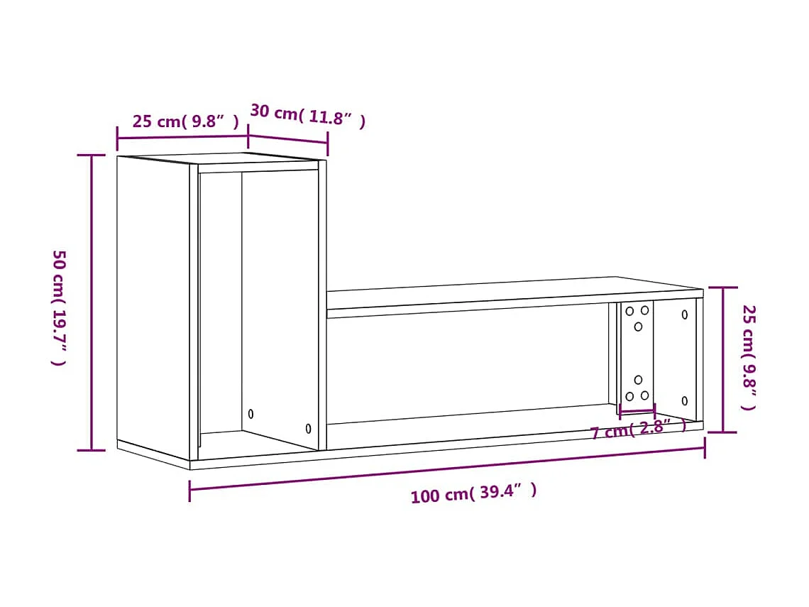 Mobili TV 2 pz Rovere Fumo 100x30x50 cm in Legno Multistrato