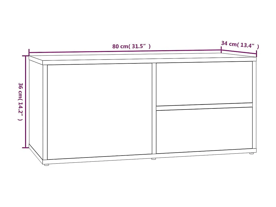 TV-Schrank Braun Eichen-Optik 80x34x36 cm Holzwerkstoff