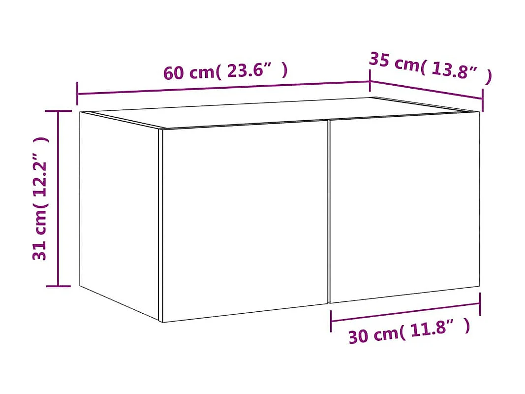 TV-Wandschrank mit LED-Leuchten Weiß 60x35x31 cm
