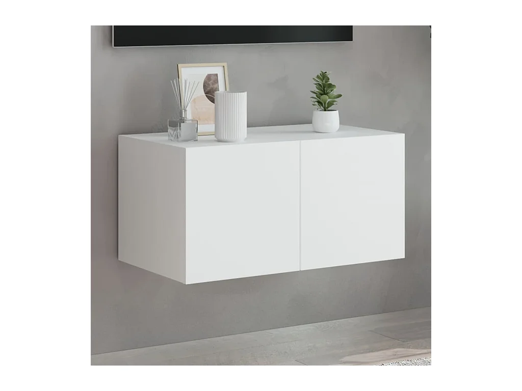 Mobile TV a Parete con Luci LED Bianco 60x35x31 cm