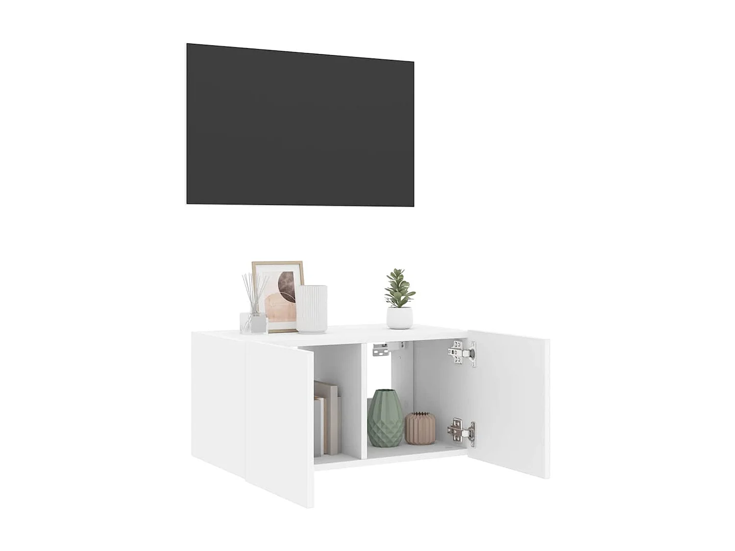 Móvel de parede para TV com luzes LED 60x35x31 cm branco