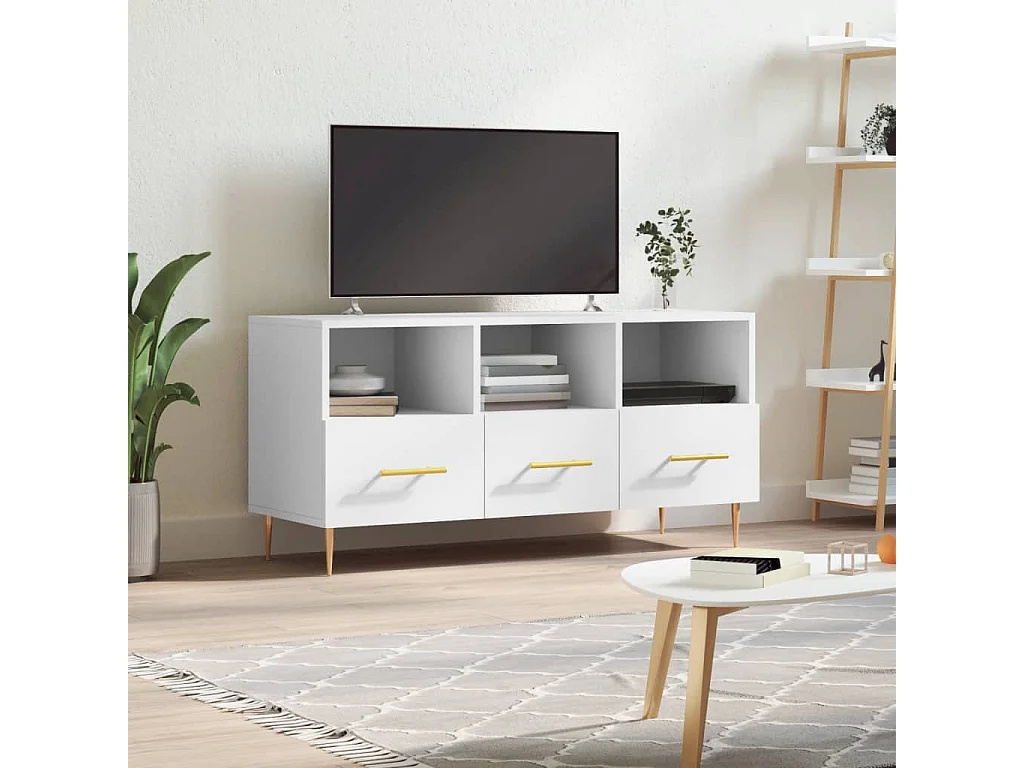 Meuble TV blanc 102x36x50 cm bois d'ingénierie