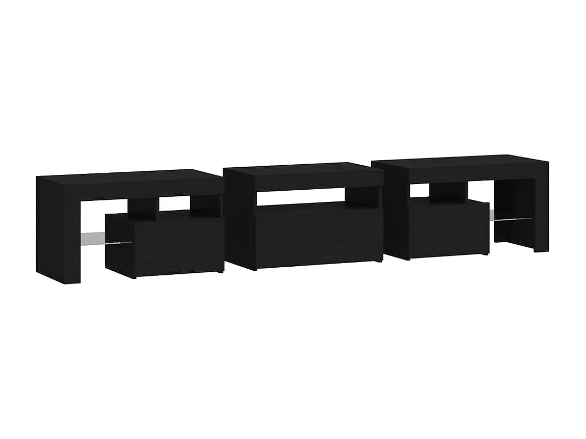 Móvel de TV com luzes LED 200x36,5x40 cm preto