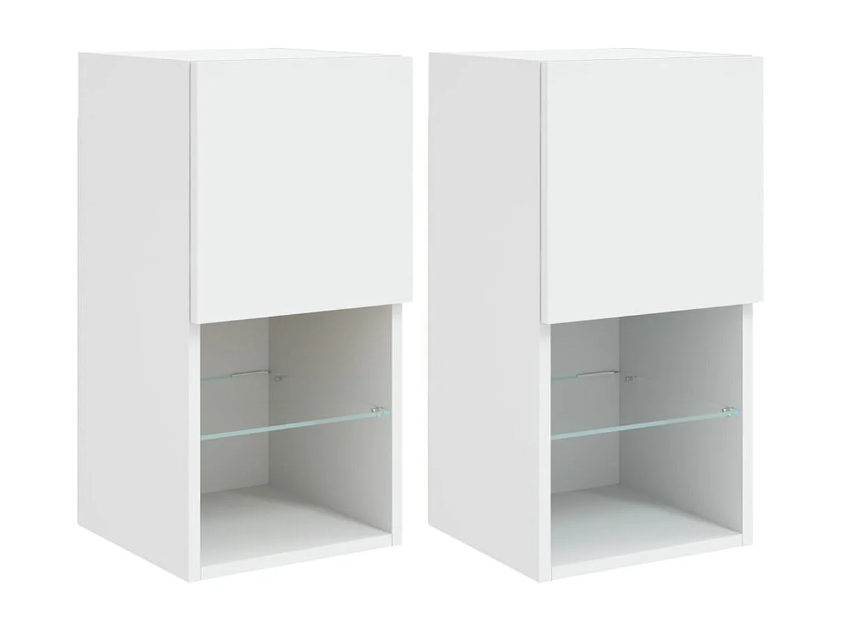 Meubles TV avec lumières LED 2 pcs blanc 30,5x30x60 cm