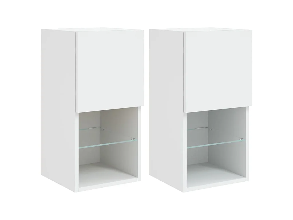Meubles TV avec lumières LED 2 pcs blanc 30,5x30x60 cm