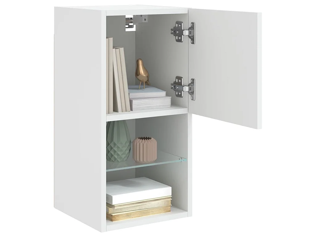 Meubles TV avec lumières LED 2 pcs blanc 30,5x30x60 cm