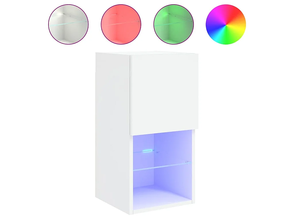 Meubles TV avec lumières LED 2 pcs blanc 30,5x30x60 cm