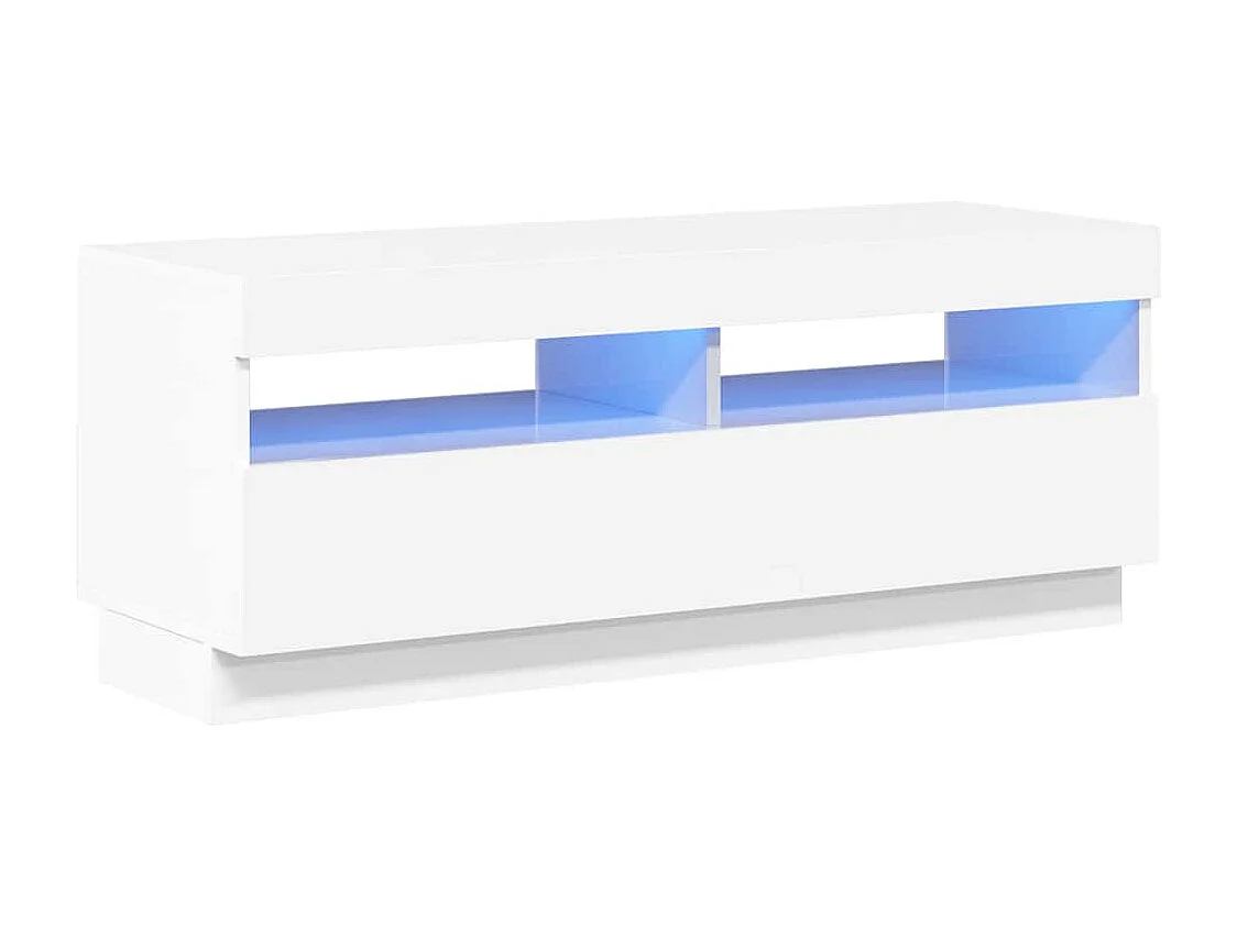 Meuble TV avec lumières LED blanc brillant 100x35x40 cm