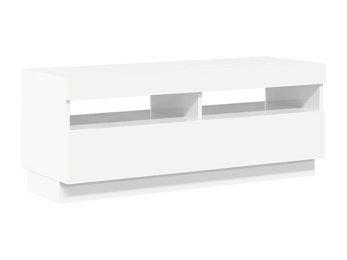 Meuble TV avec lumières LED blanc brillant 100x35x40 cm