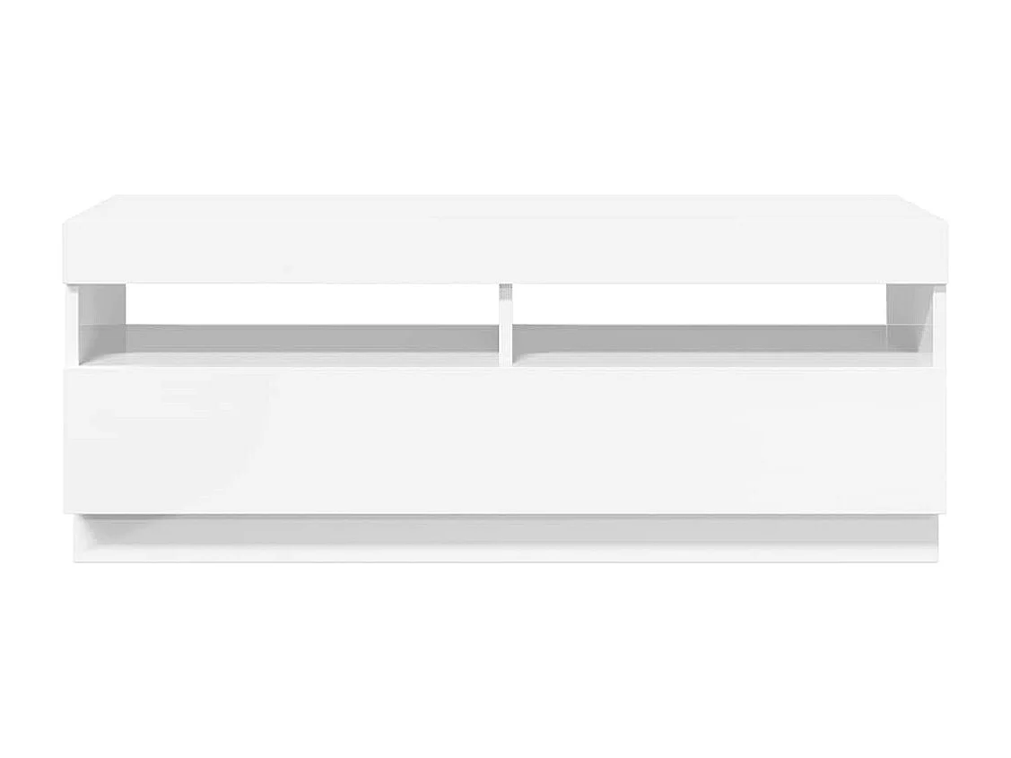 Meuble TV avec lumières LED blanc brillant 100x35x40 cm
