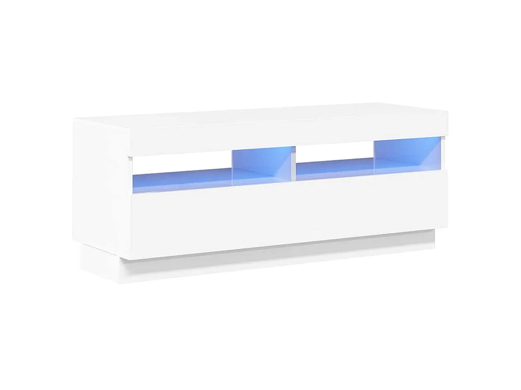 Mobile Porta TV con Luci LED Bianco Lucido 100x35x40 cm