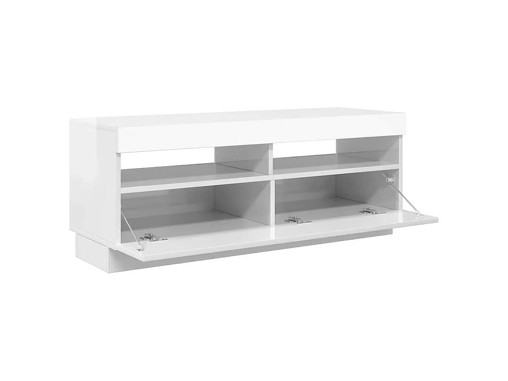 Mobile Porta TV con Luci LED Bianco Lucido 100x35x40 cm