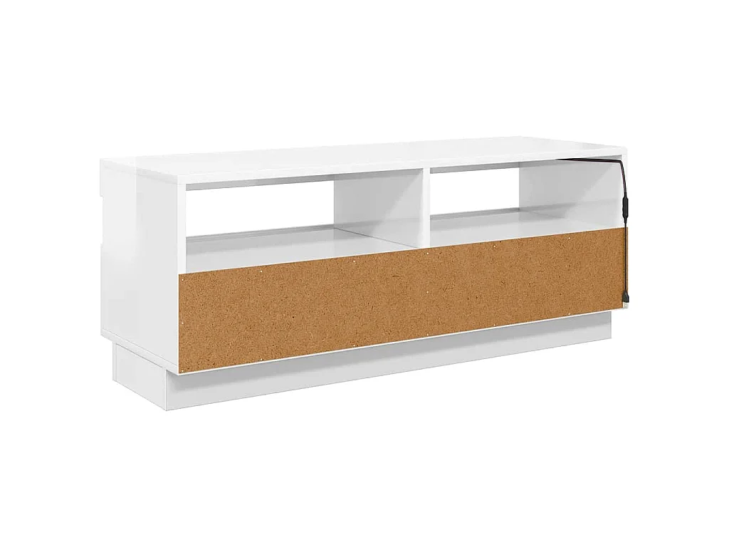 Mobile Porta TV con Luci LED Bianco Lucido 100x35x40 cm