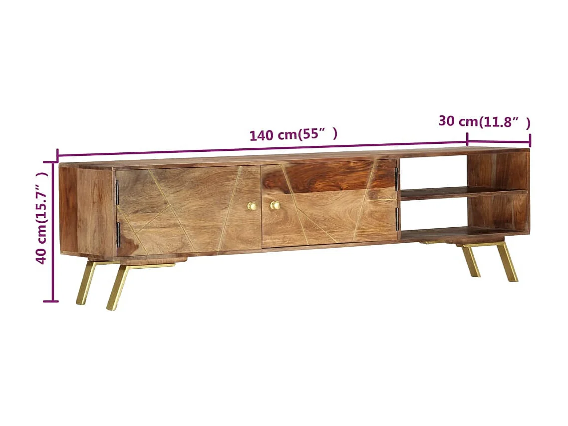 Tv-meubel 140x30x40 massief sheeshamhout