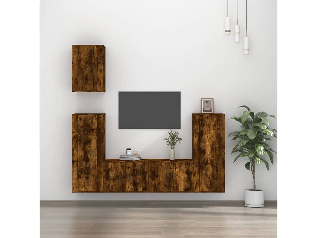 Ensemble de meubles TV 5 pcs Chêne fumé Bois d'ingénierie