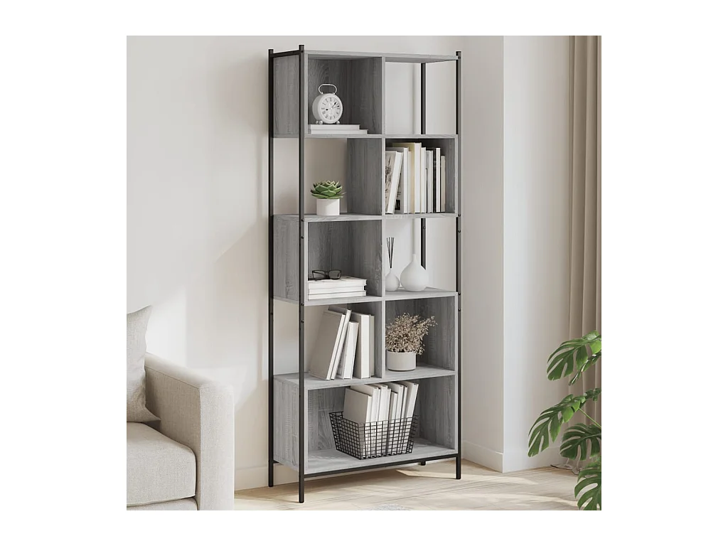Bibliothèque sonoma gris 72x28x172 cm bois d'ingénierie