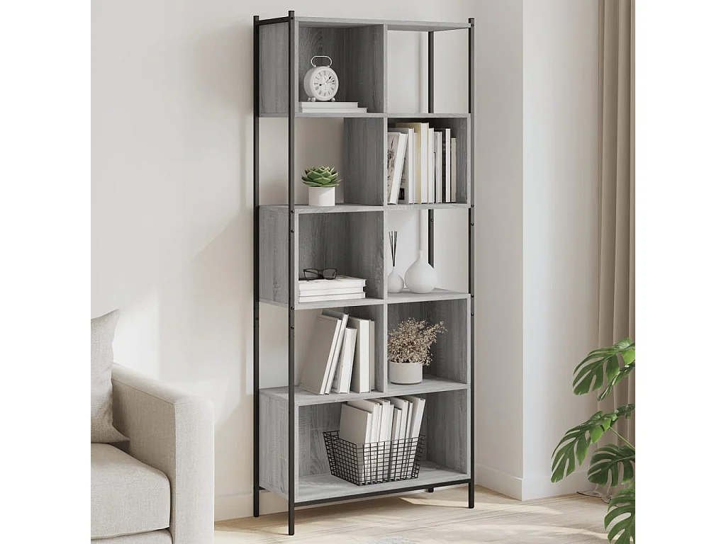 Boekenkast 72x28x172 cm bewerkt hout grijs sonoma eikenkleurig