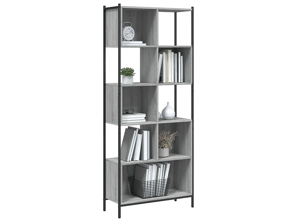 Boekenkast 72x28x172 cm bewerkt hout grijs sonoma eikenkleurig