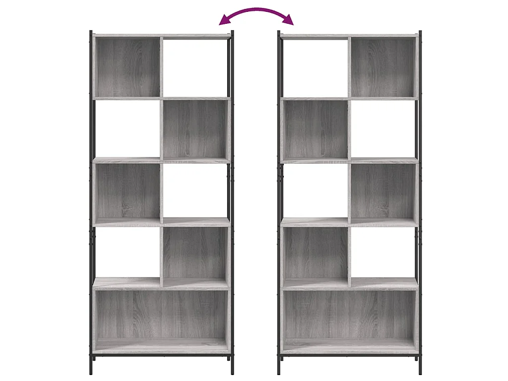 Boekenkast 72x28x172 cm bewerkt hout grijs sonoma eikenkleurig
