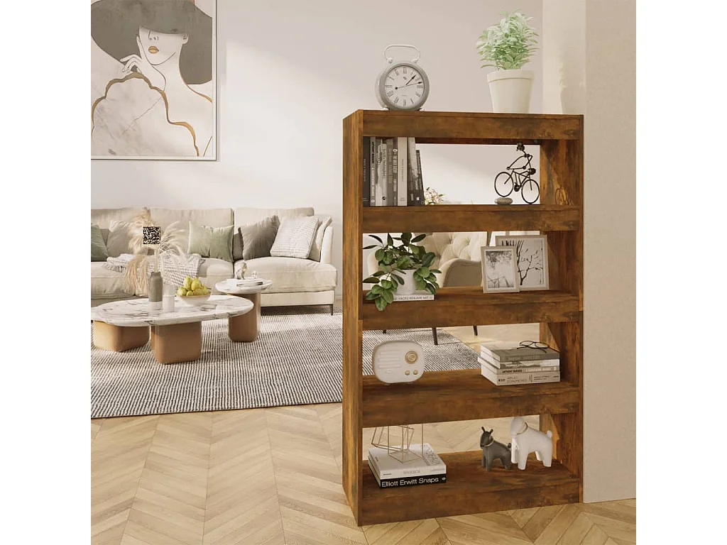 Bibliothèque/Séparateur de pièce Chêne fumé Bois d'ingénierie
