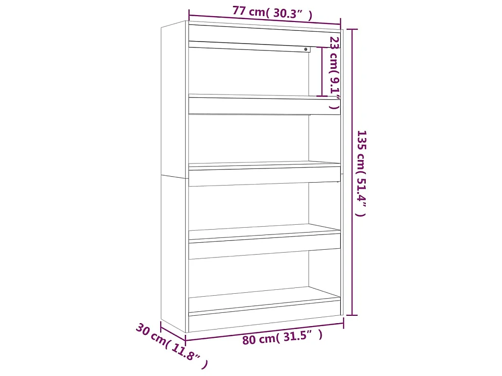 Bibliothèque/Séparateur de pièce Chêne fumé Bois d'ingénierie
