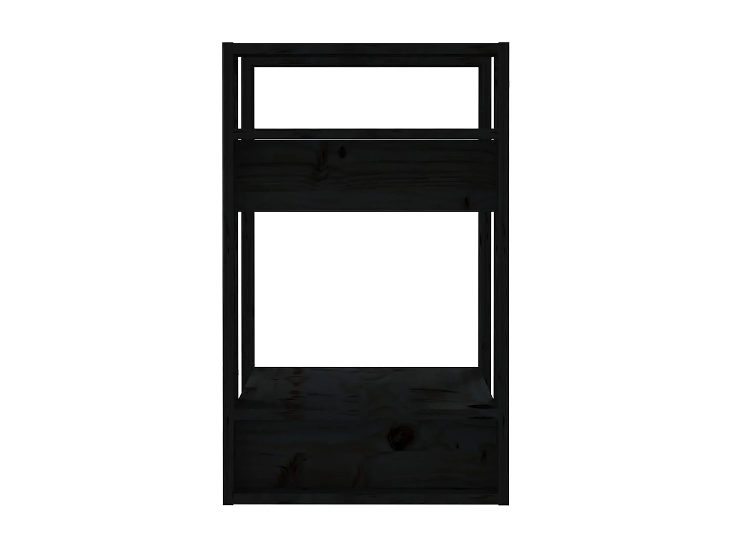 Bücherregal/Raumteiler Schwarz 41x35x57 cm Massivholz Kiefer