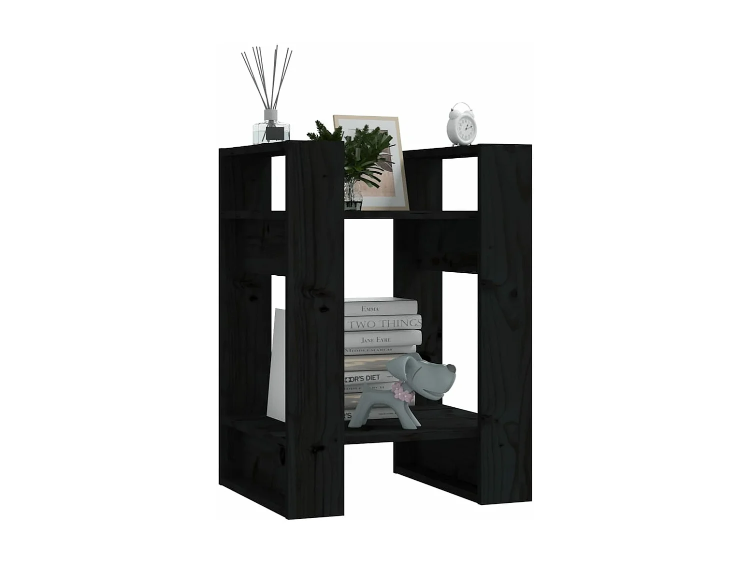 Bibliothèque/Séparateur de pièce Noir 41x35x57 cm Pin massif