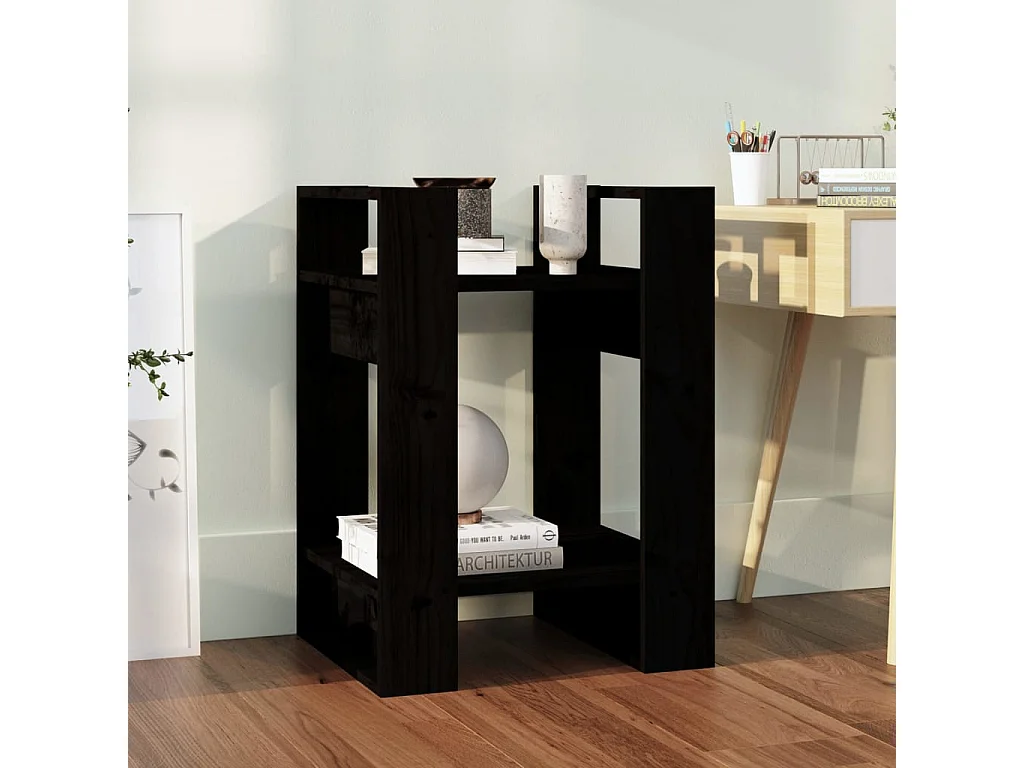 Boekenkast/kamerscherm 41x35x57 cm massief grenenhout zwart