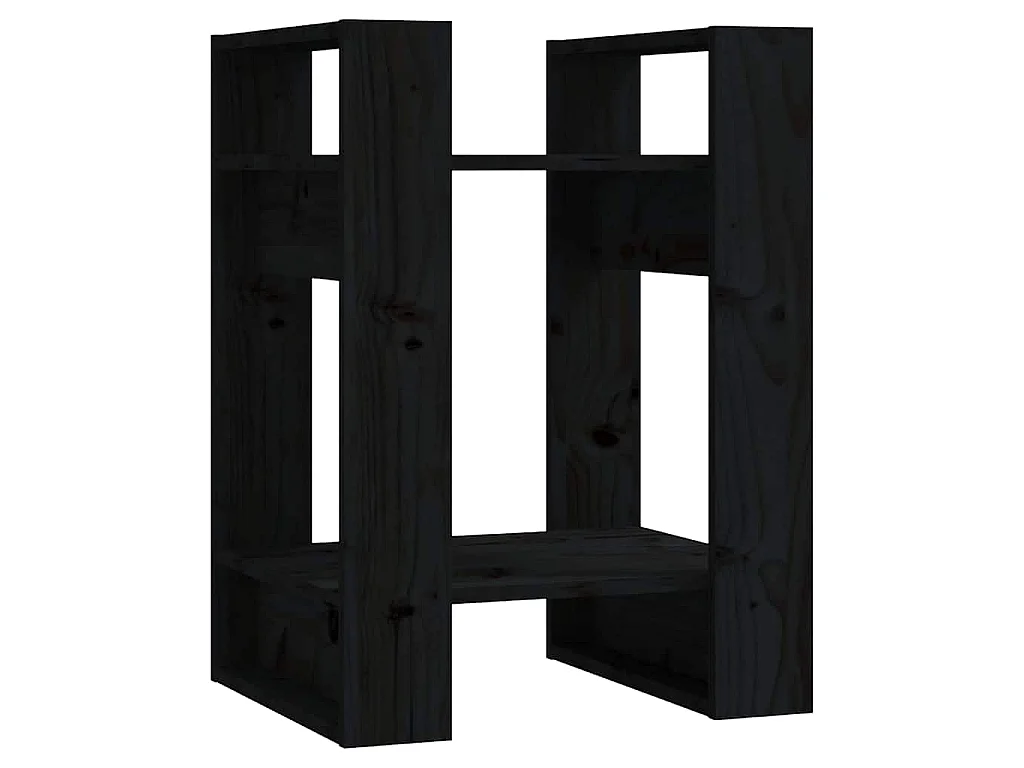 Bibliothèque/Séparateur de pièce Noir 41x35x57 cm Pin massif