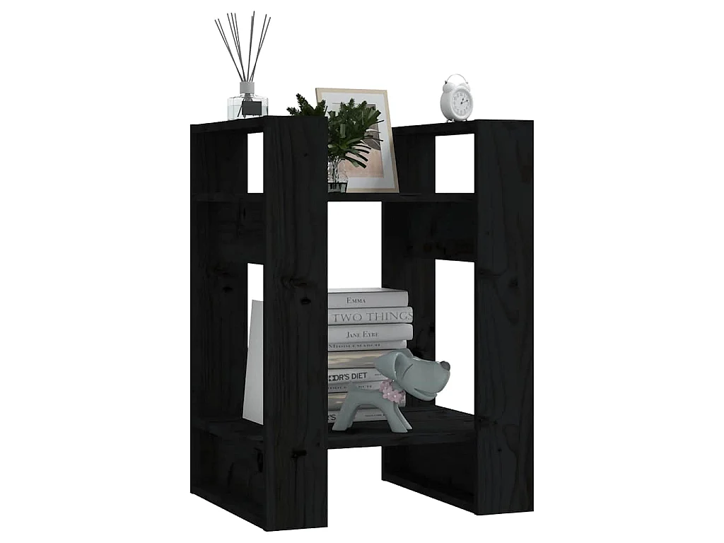 Bibliothèque/Séparateur de pièce Noir 41x35x57 cm Pin massif