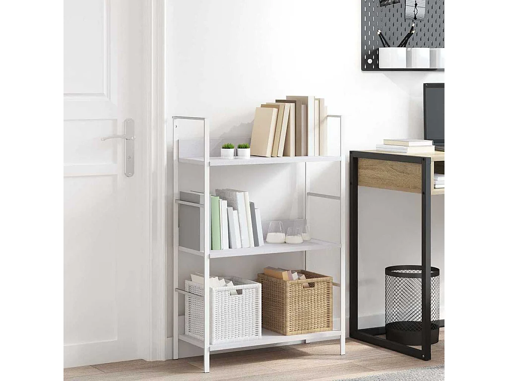 Bibliothèque à 3 niveaux blanc 60x27,6x90,5cm bois d'ingénierie