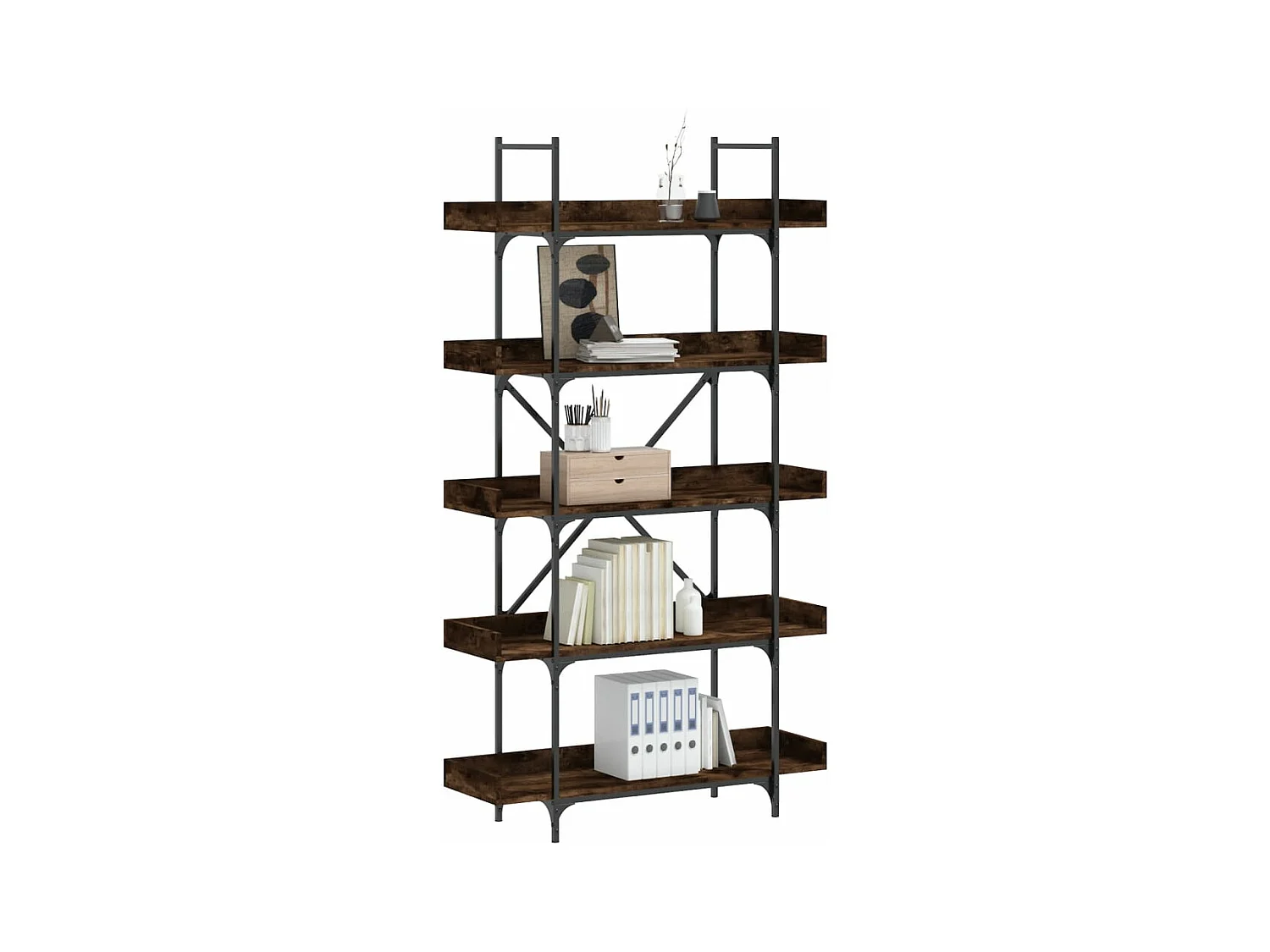 Bücherregal 5 Böden Räuchereiche 100x33x180,5 cm Holzwerkstoff