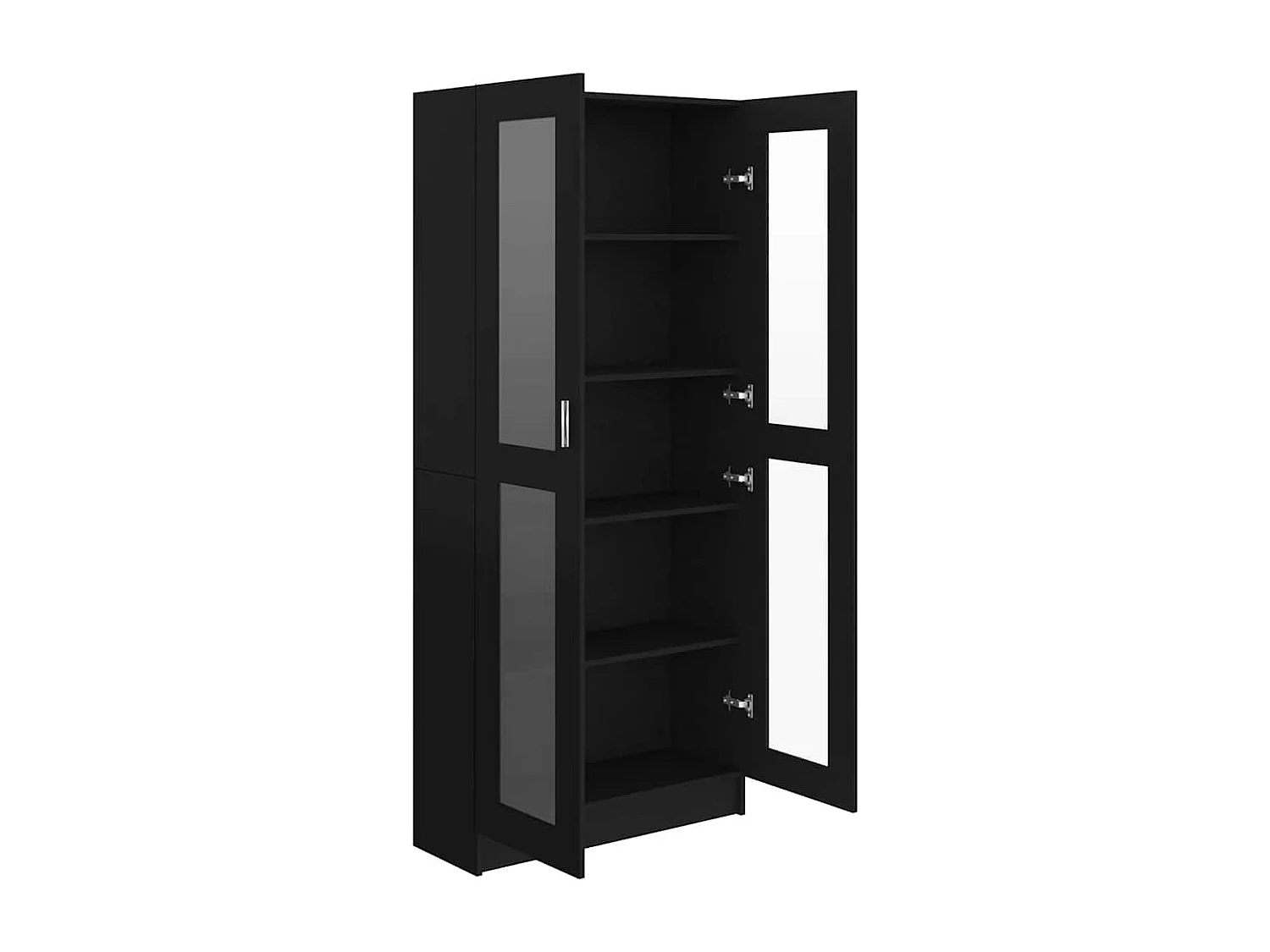 Armadietto con Vetrina Nero 82,5x30,5x185,5cm Legno Multistrato