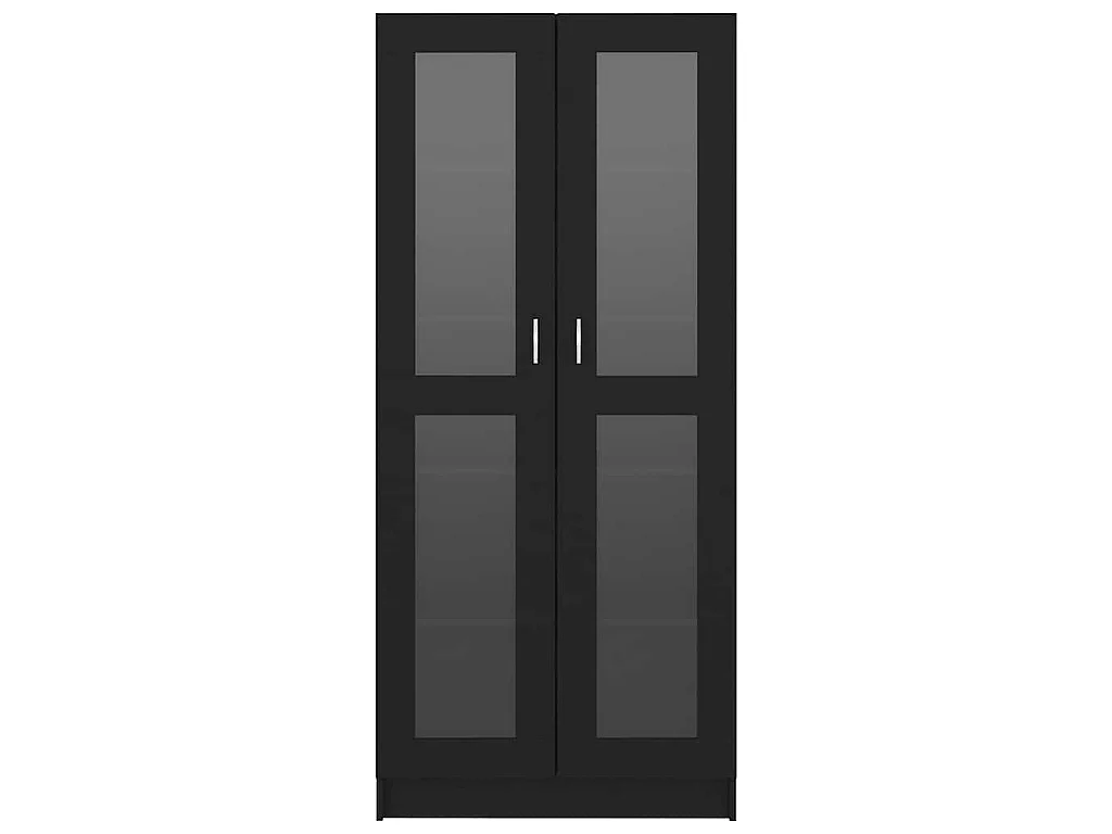 Armadietto con Vetrina Nero 82,5x30,5x185cm Legno Multistrato