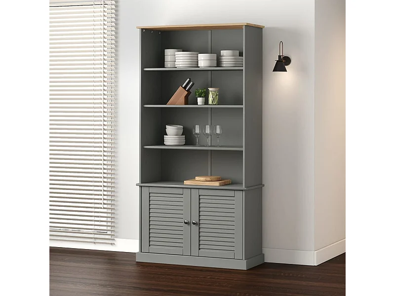 Boekenkast VIGO 85x35x170 cm massief grenenhout grijs