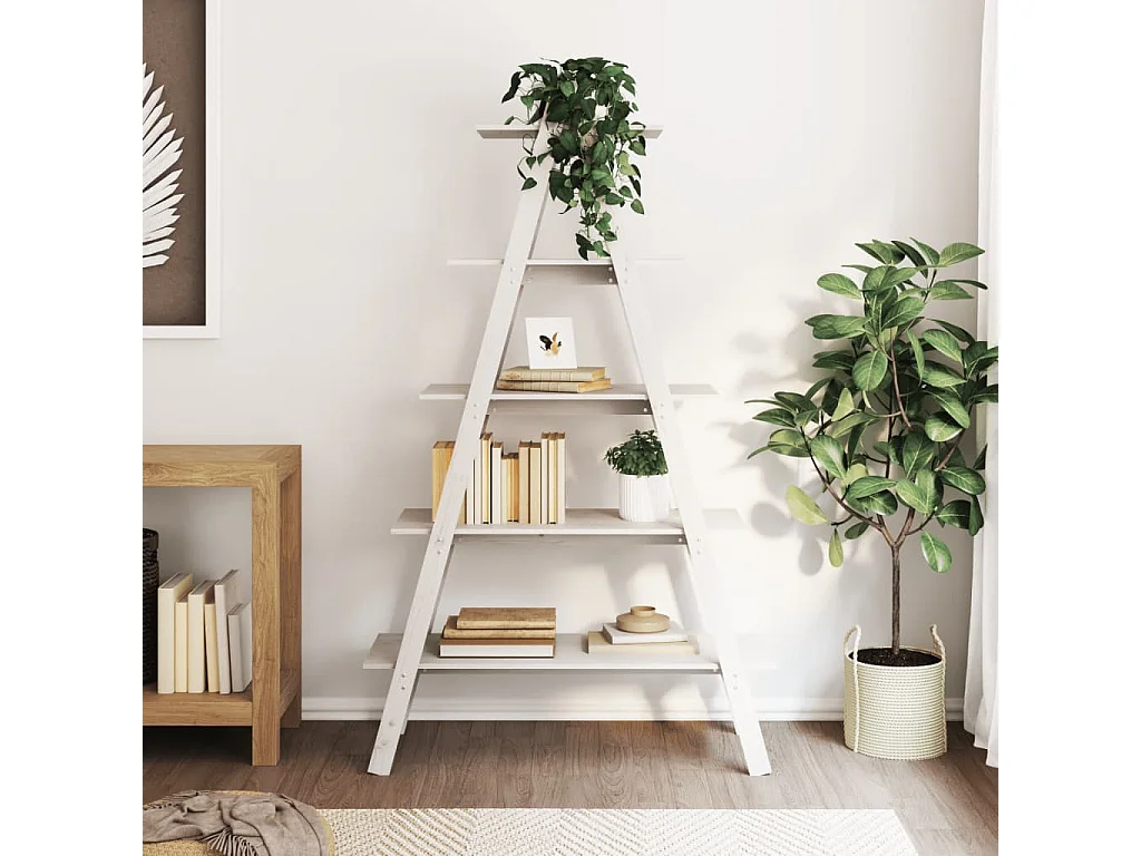 Scaffale 5 Ripiani a Forma di A 110x40x180,5 cm Massello Pino