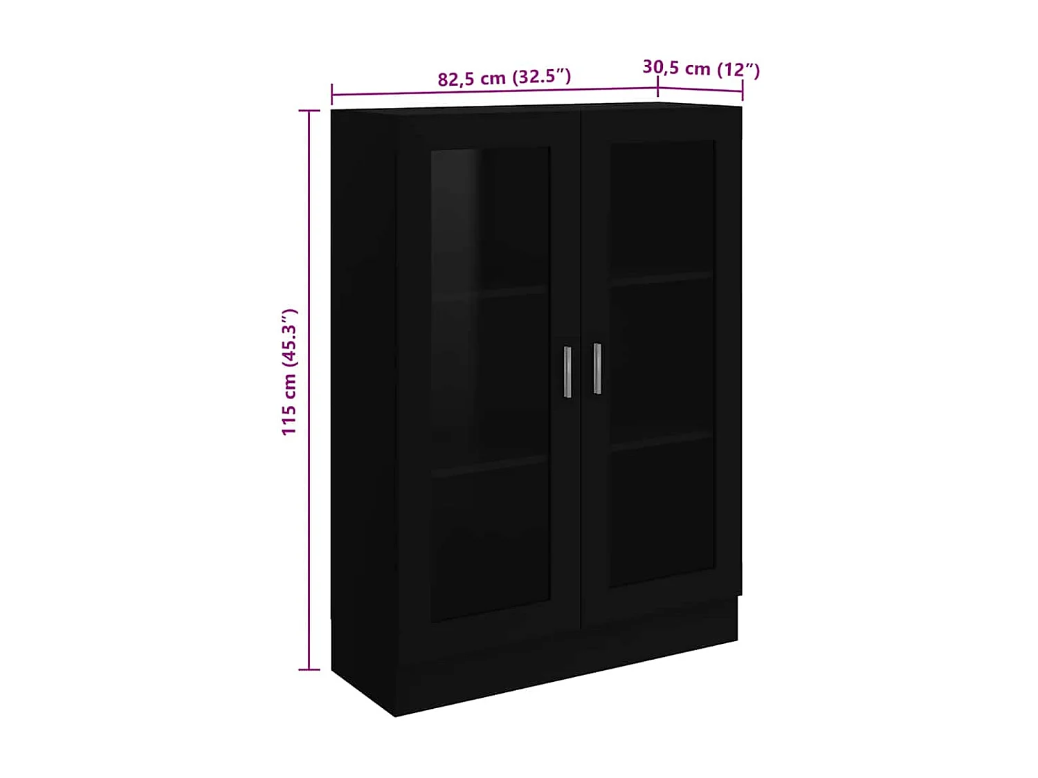 Armoire à vitrine Noir 82,5x30,5x115 cm Bois d'ingénierie