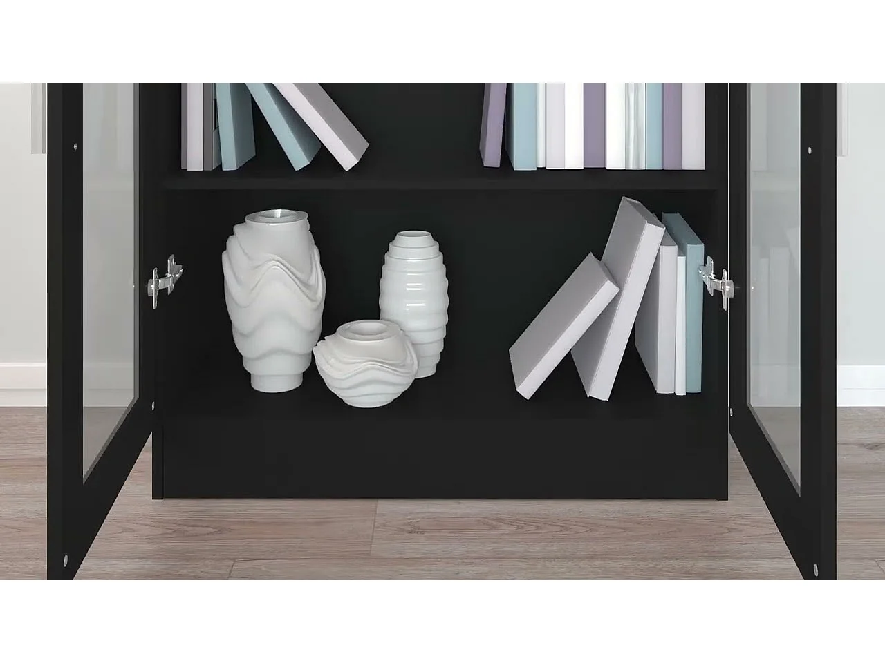 Vitrinekast 82,5x30,5x115 cm bewerkt hout zwart