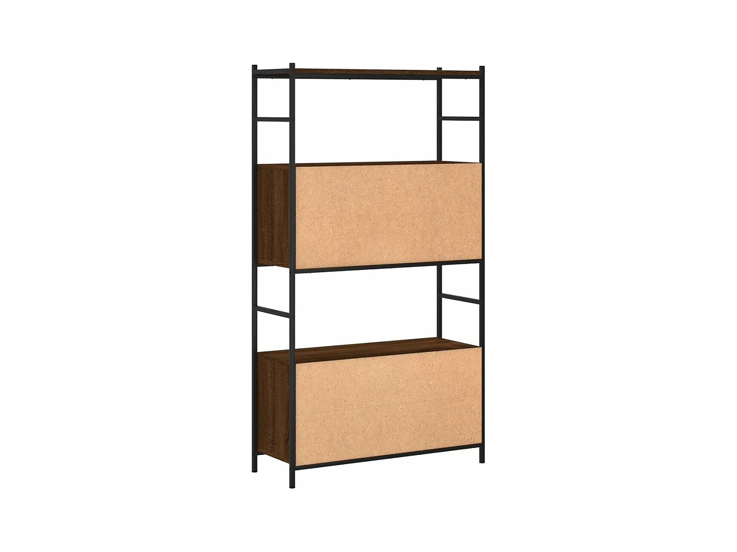 Bibliothèque chêne brun 80x30x145,5 cm bois d'ingénierie et fer