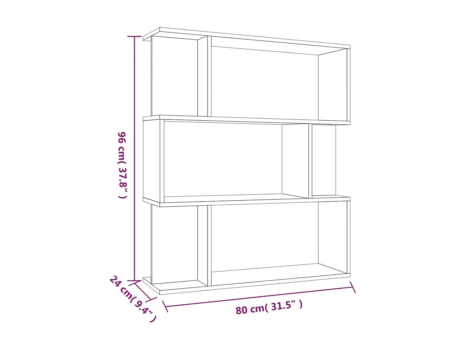 Bibliothèque/Cloison Sonoma gris 80x24x96 cm Bois d'ingénierie