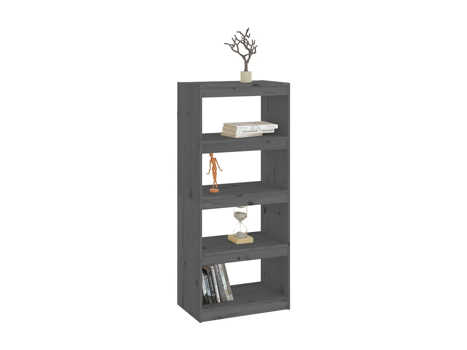 Bibliothèque/Séparateur de pièce Gris 60x30x135,5 cm Pin massif