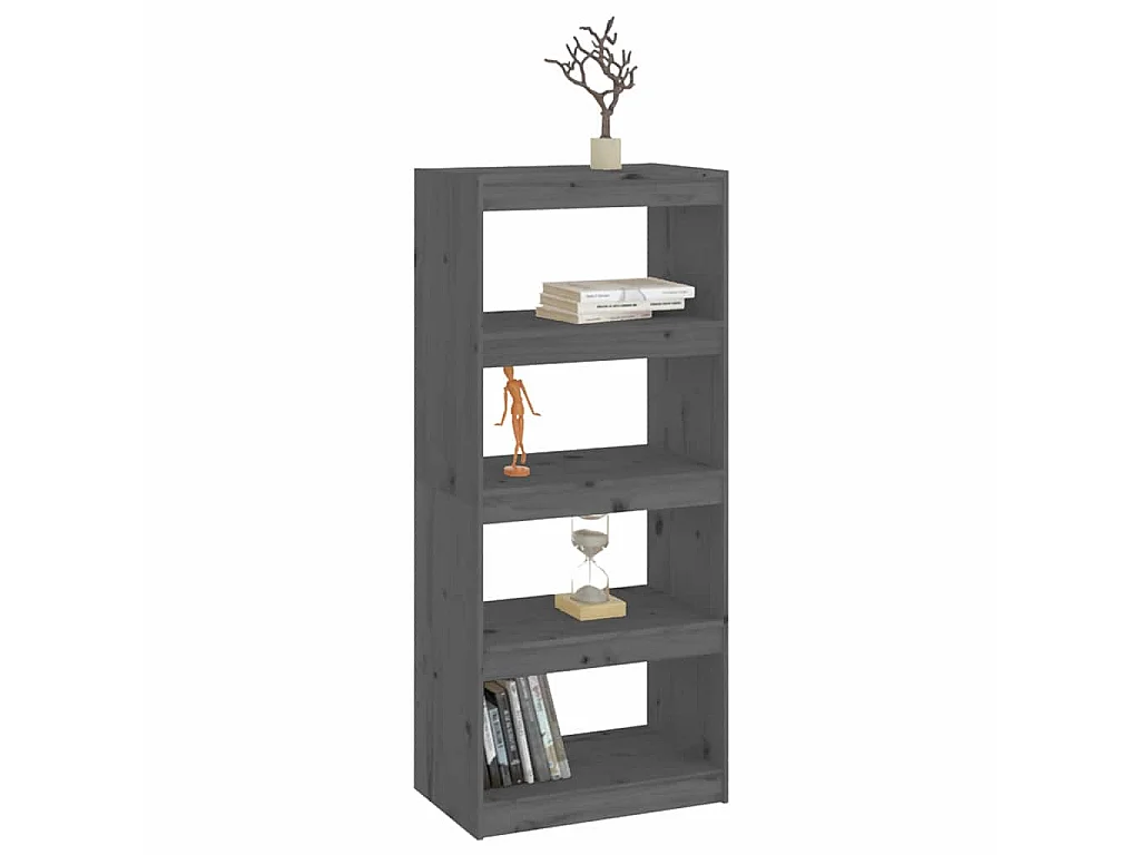 Bibliothèque/Séparateur de pièce Gris 60x30x135,5 cm Pin massif