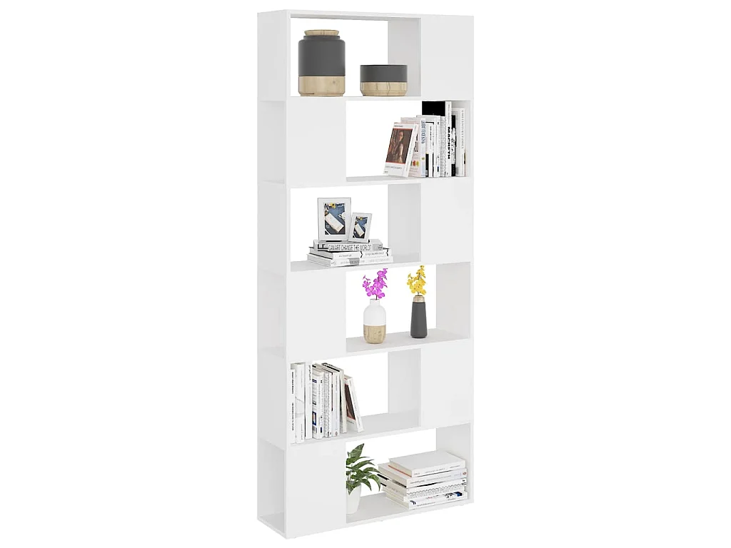 Librería separador madera contrachapada blanco 80x24x186 cm