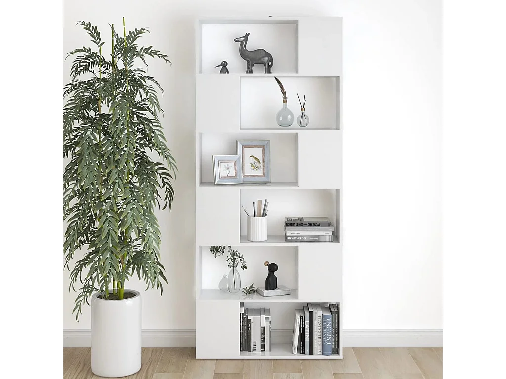 Librería separador madera contrachapada blanco 80x24x186 cm