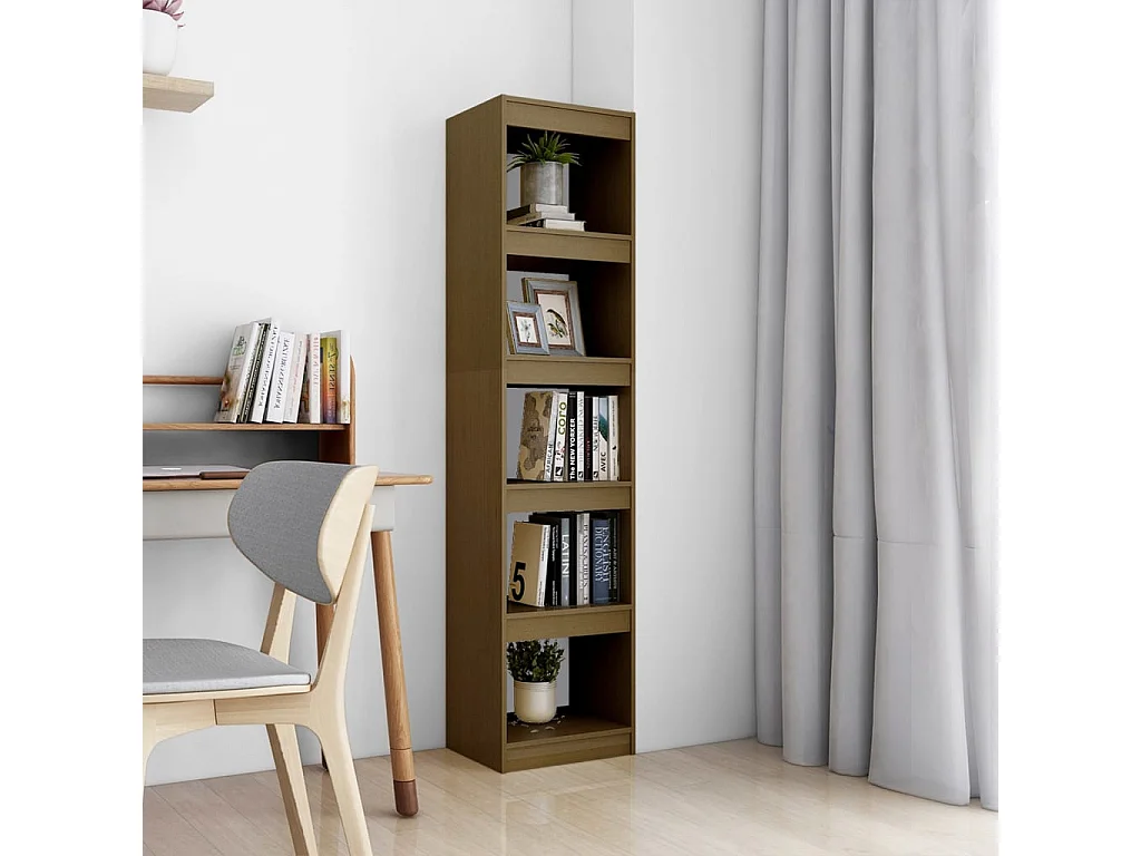 Boekenkast / kamerscherm 40x30x167,5 cm grenenhout honingbruin