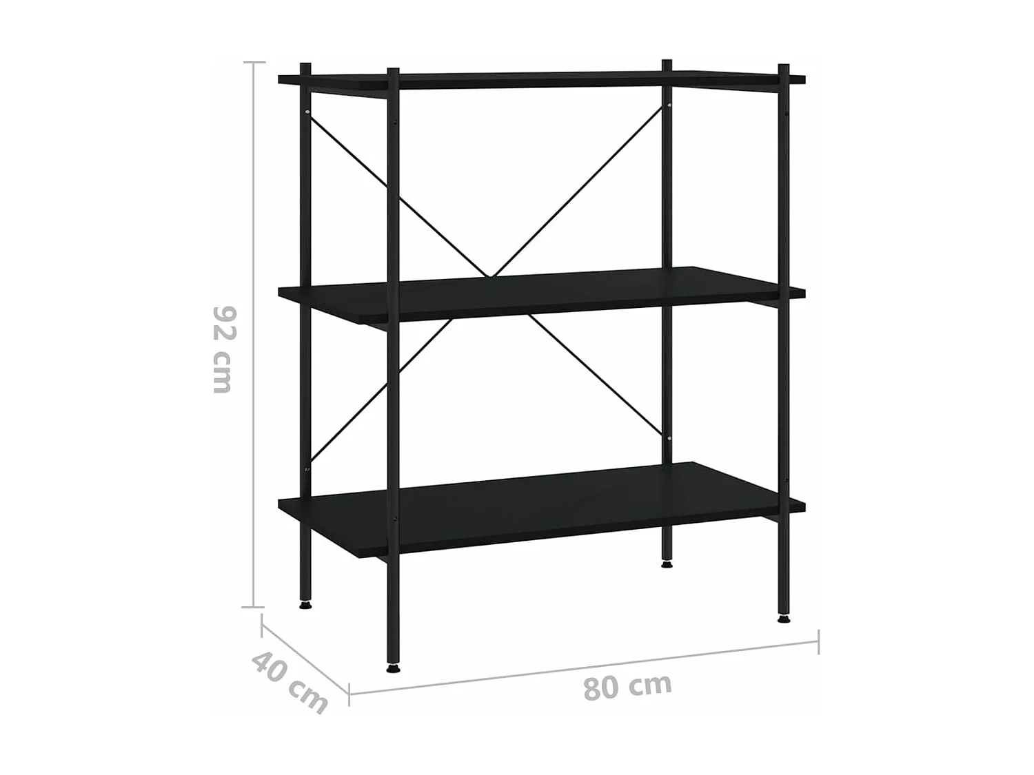 Opbergrek 3-laags 80x40x92 cm zwart