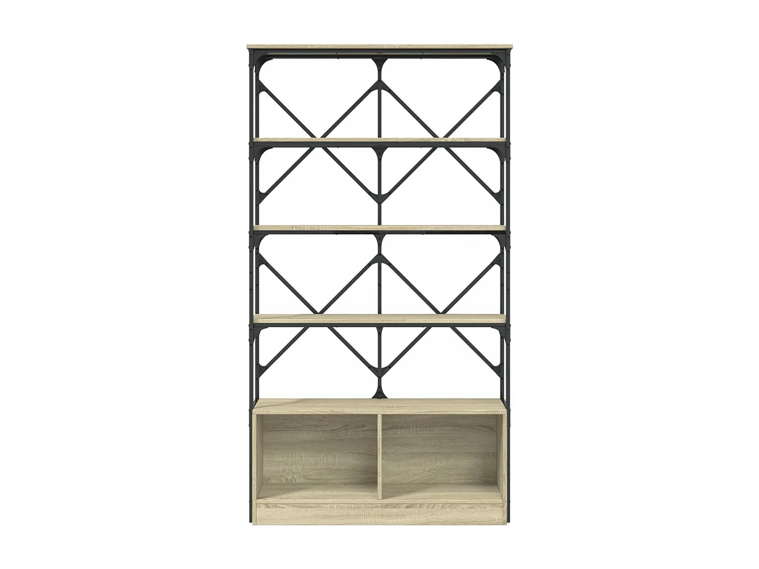 Bibliothèque chêne sonoma 100x26x180cm bois ingénierie et métal