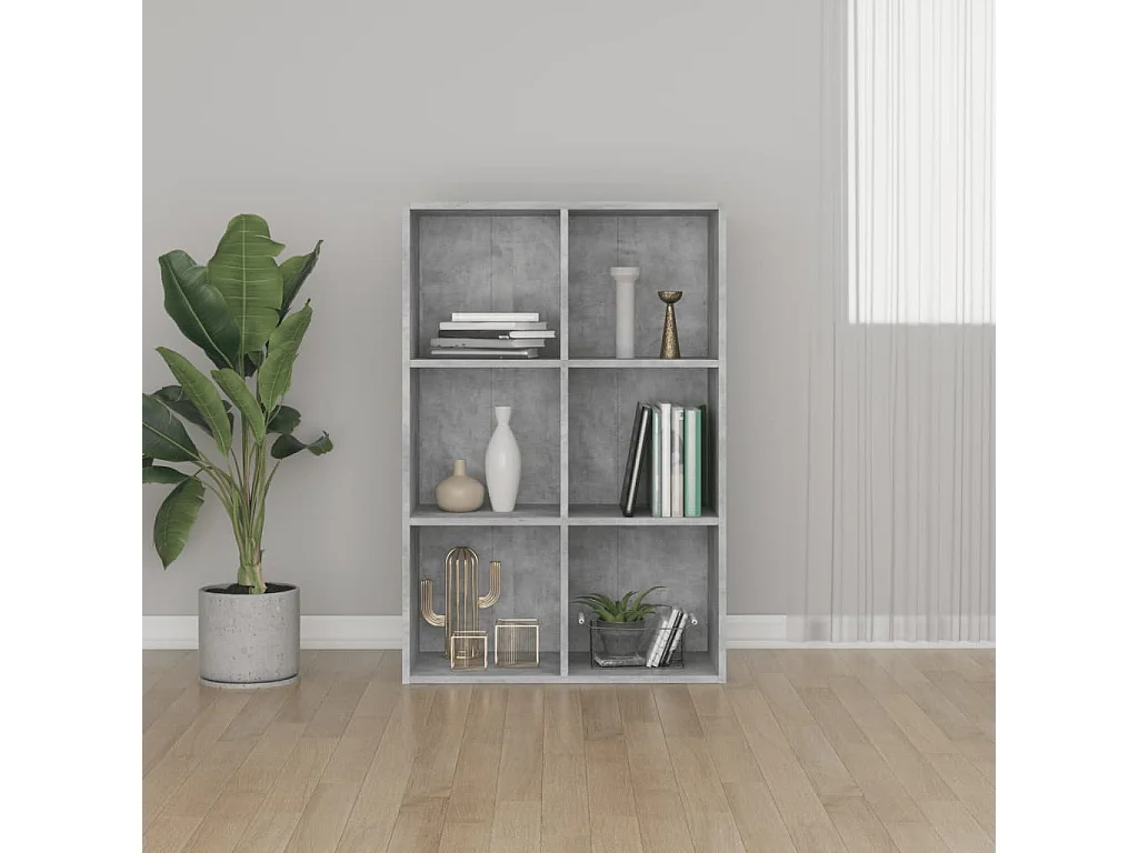 Bibliothèque/Buffet gris béton 66x30x98 cm bois d'ingénierie
