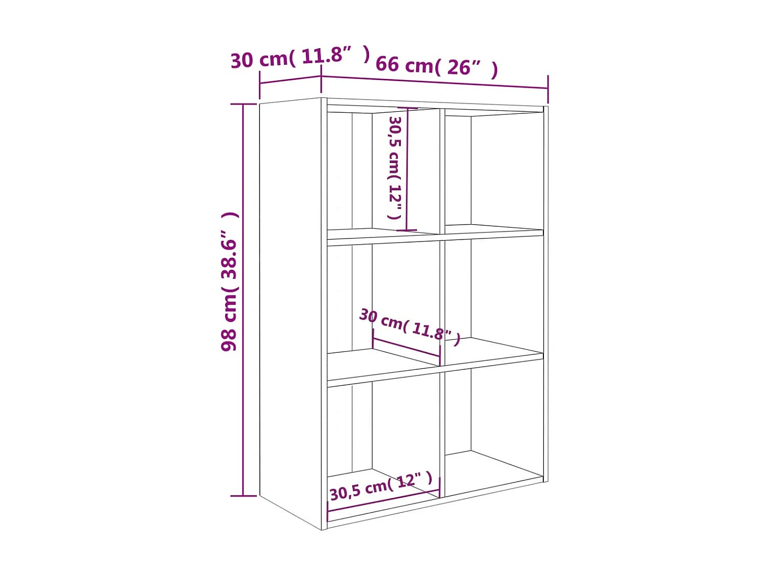 Bibliothèque/Buffet gris béton 66x30x98 cm bois d'ingénierie