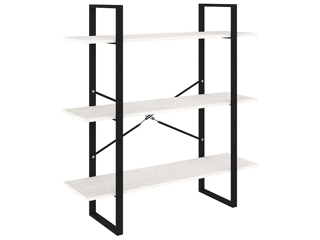 Bibliothèque à 3 niveaux Blanc 100x30x105 cm Bois de pin massif